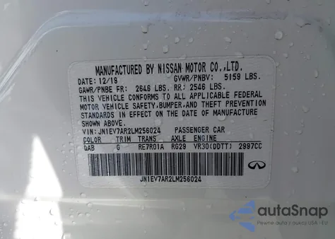 2020 Infiniti Q50 Edition 30 Awd z USA, uszkodzony, nr VIN JN1EV7AR2LM256024